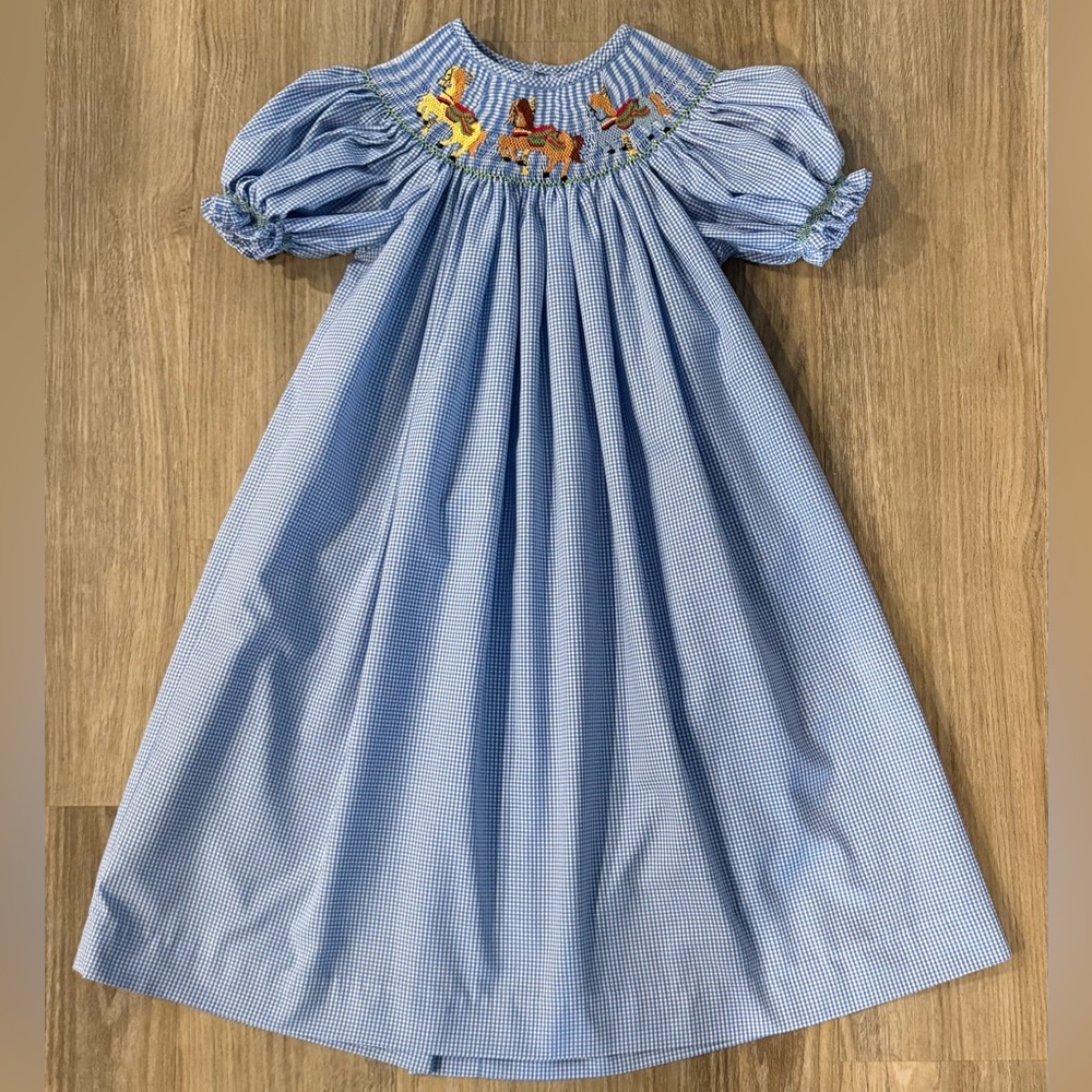 Mom & Me Smocked Carousel Horse Dress-size 4